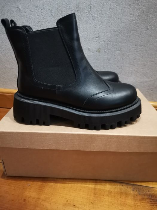 Зимние кожаные ботинки челси, размер 37