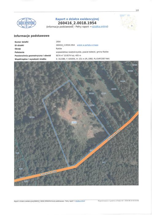 Działka o pow. 9574 m² w miejscowość Raków - Widok 2