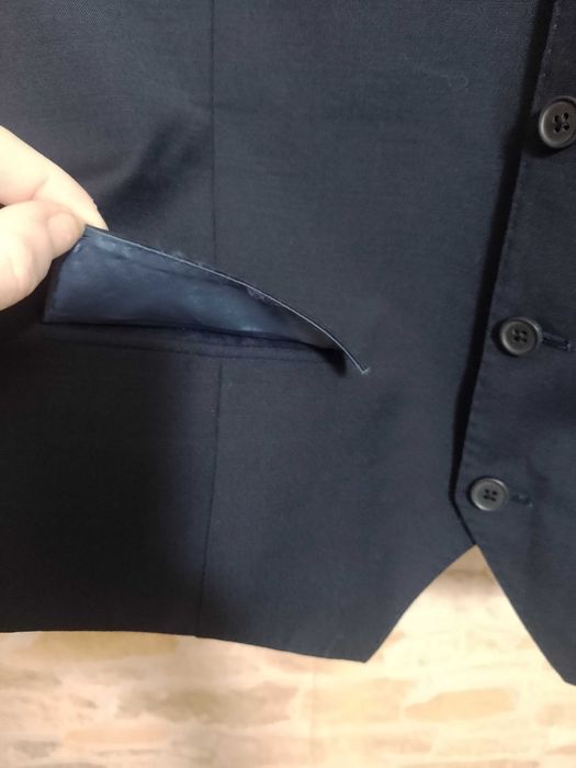 (M/L) Ted Baker/ Granatowa kamizelka garniturowa z patką z Londynu