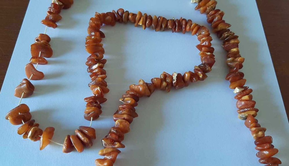Korale naszyjnik z bursztynu naturalnego 94cm 72g | PRL, vintage