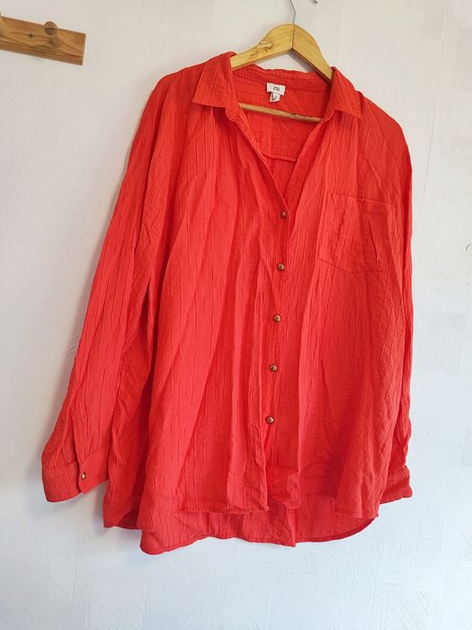 Cudna koralowa koszula lato XXL wiskoza plus size