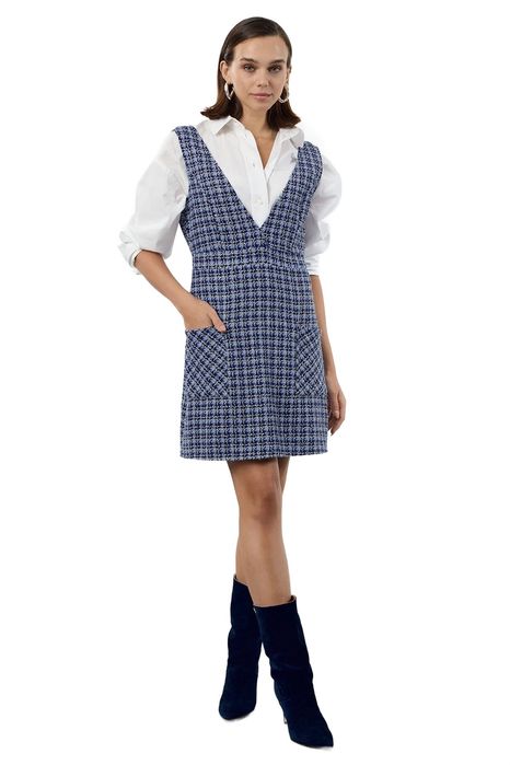 Trendyol sukienka elegancka rozkloszowana w kratę z kieszeniami niebieska 36 5ea