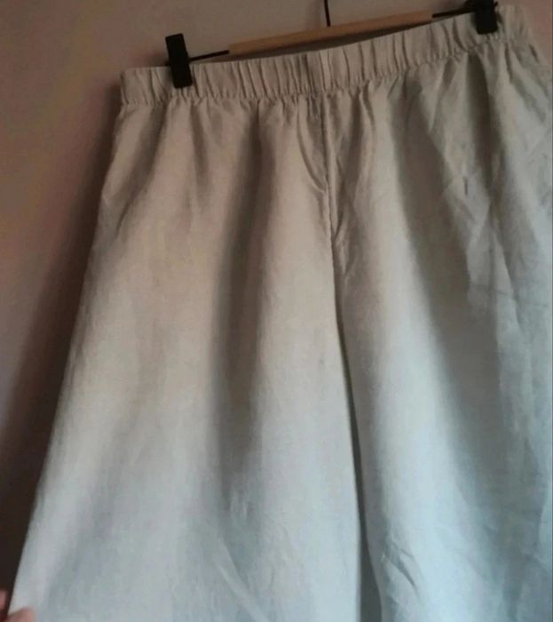 Lniane spodnie z szerokimi nogawkami H&M
