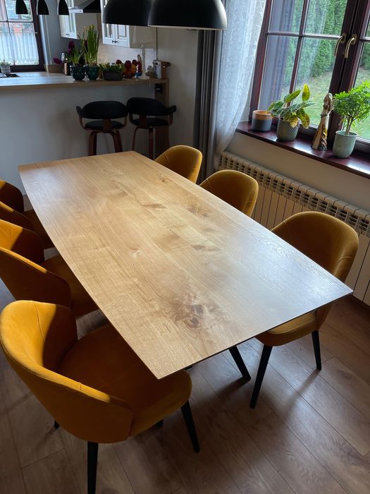 Stół dębowy loft Nowoczesny Dąb Lite Drewno Rustic Jadalnia Żywica