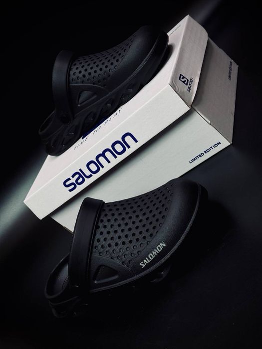 Тренд этого лета / кроксы Саломон / salamon relax slide шлепанцы / шлепки саламон / легкие кроксы / черные мужские крокси / топ качество