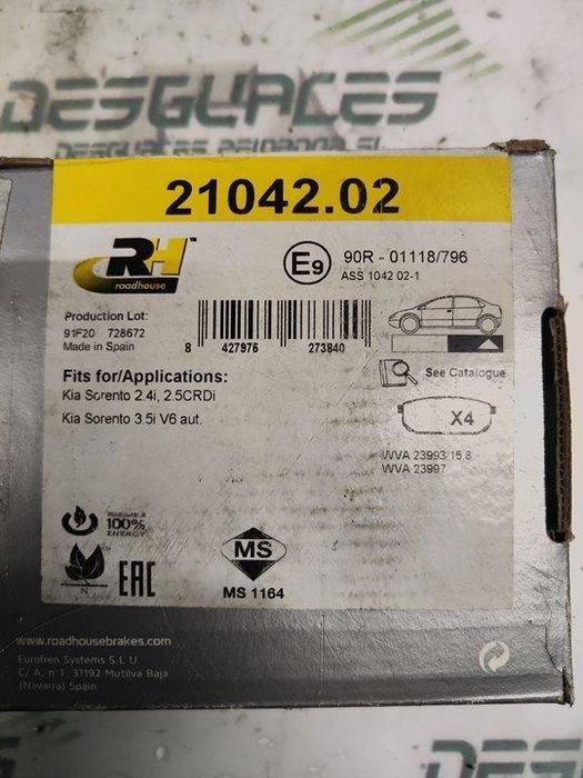 Pastilhas De Travões Kia Sorento Bl