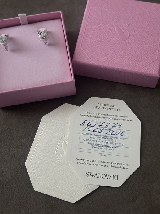Сережки лебеді Swarovski оригінал