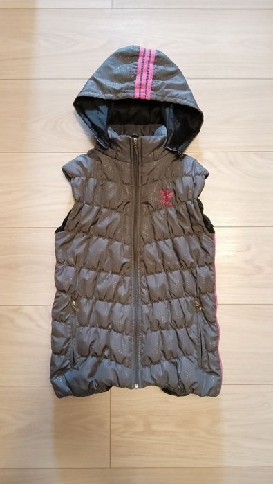 Oryginalna kamizelka bezrękawnik adidas pikowany szaro różowy