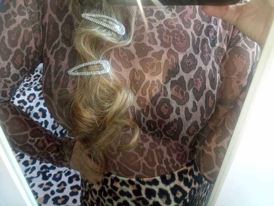 Prześwitujące body w panterkę,XL