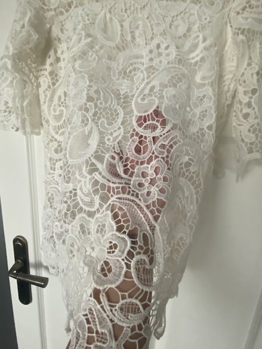Boho piękna koronkowa biała bluzka UNI