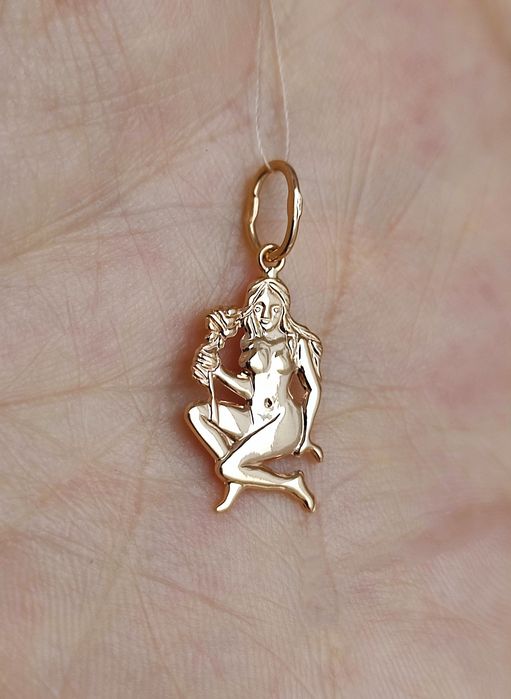 Отличный Новый Золотой Крестик , Булавочка , Подвеска Дева !