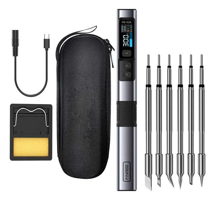 Ferro de Soldar Inteligente FNIRSI HS-02 com 6 Pontas
