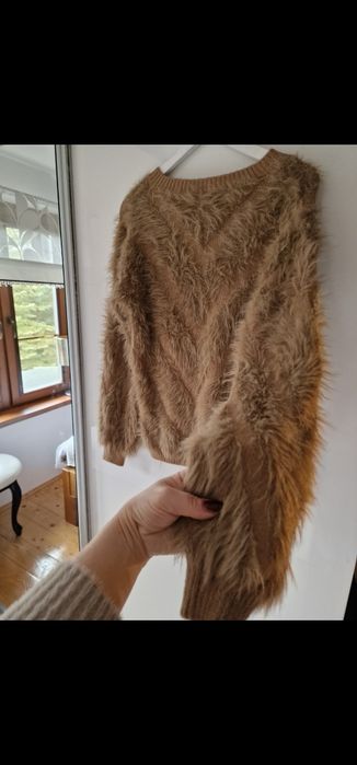Sweter puchaty jak Moher złoty karmel 40/42/44