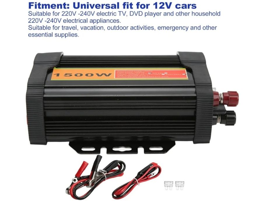 Inversor De Potência De 1500 W Preto, Onda Senoidal Modificada, Conversor De Carro Dc 12 V Para Ac 220 240 V Para Emergência Slowmoose