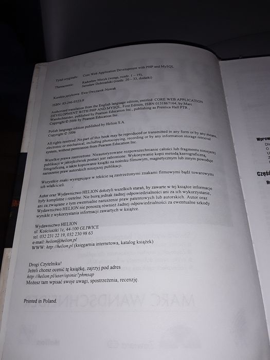 Php core i mysql tworzenie aplikacji www