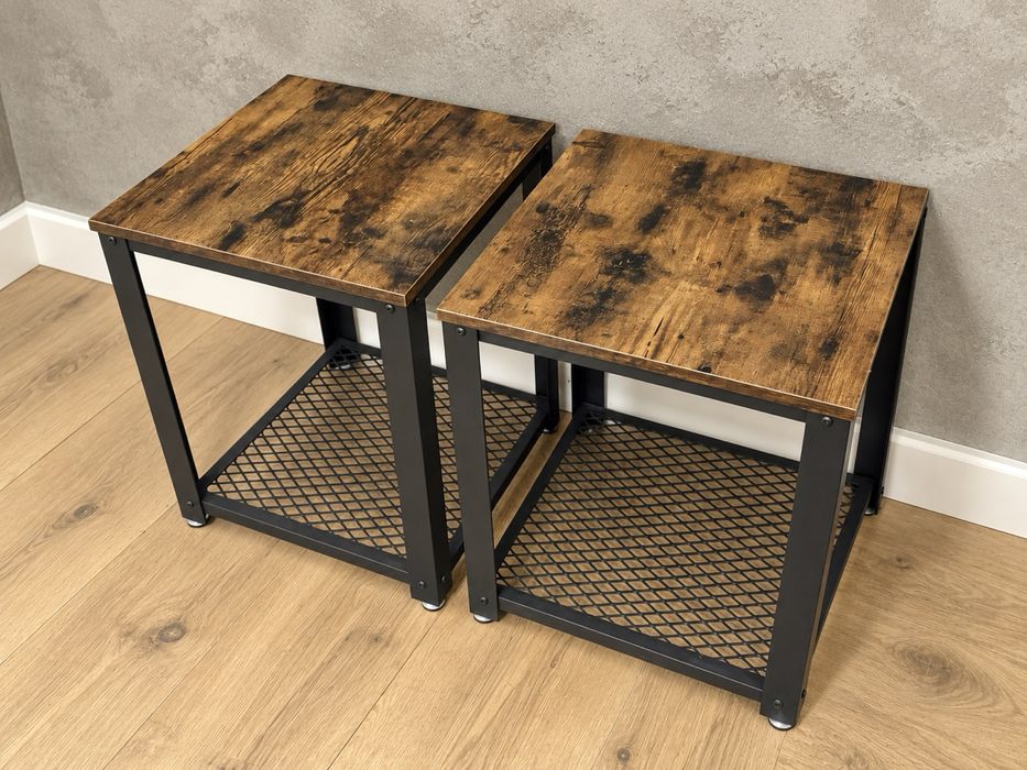 2 aparador consola estante mesa apoio industrial metal madeira rustica