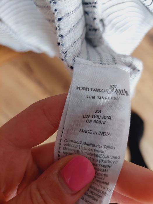 Marynarka w paski biało jasnoniebieskie tom tailor xs 34
