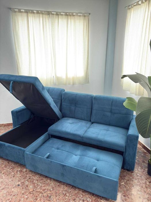 Novo sofá-cama azul - envio grátis