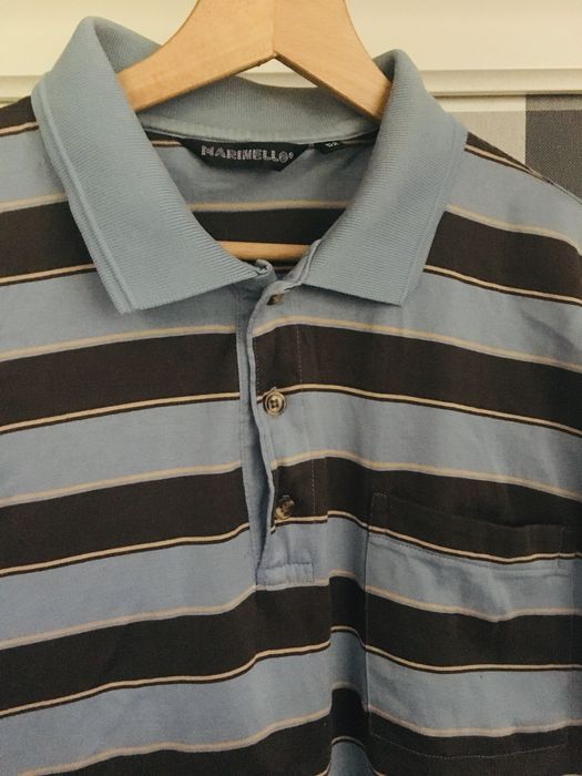 Made in Italy - polo t-shirt firmy Marinello - 100 % cotton, paski , M