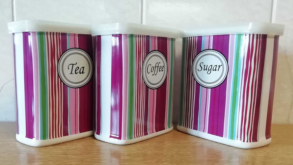 Porcelain Kitchen Jars or Boxes for Tea, Coffee, and Sugar