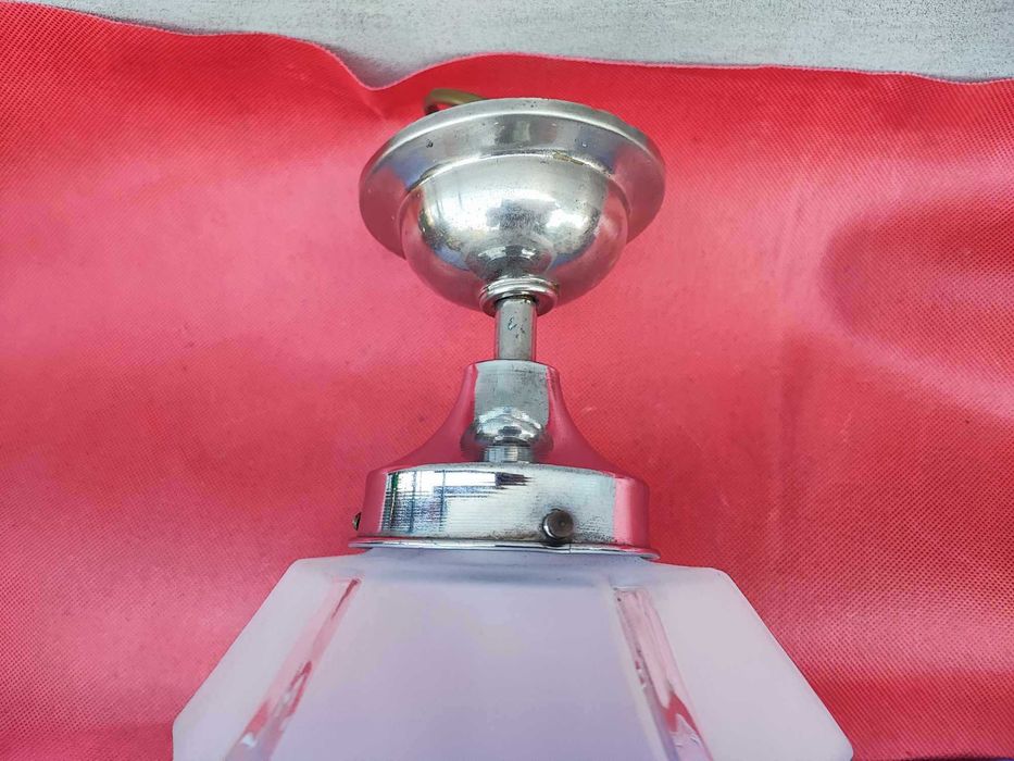 Art deco,mosiężny niklowany plafon,lampa