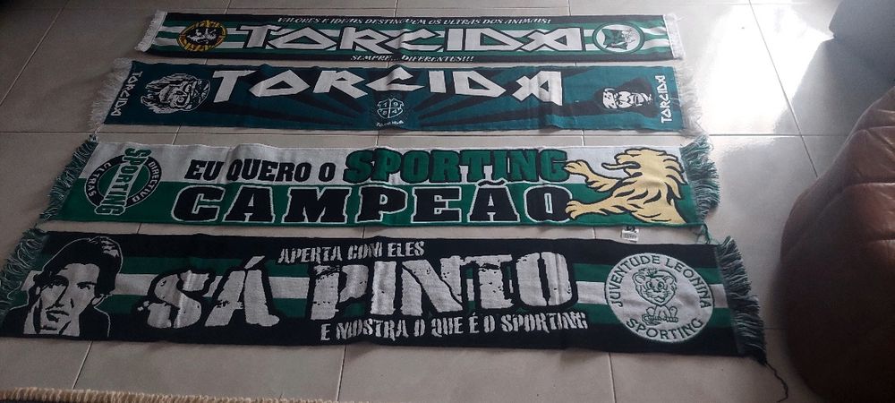 Lote de 4 echarpes,bufanda ,scarf do sporting