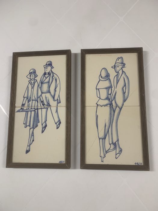 Conjunto de quadros de 2 azulejos