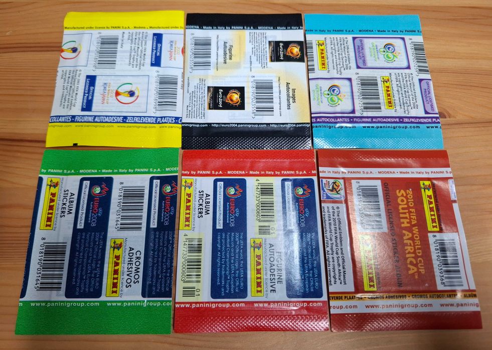 Lote de 20 saquetas de cromos fechadas Mundial Europeu Panini