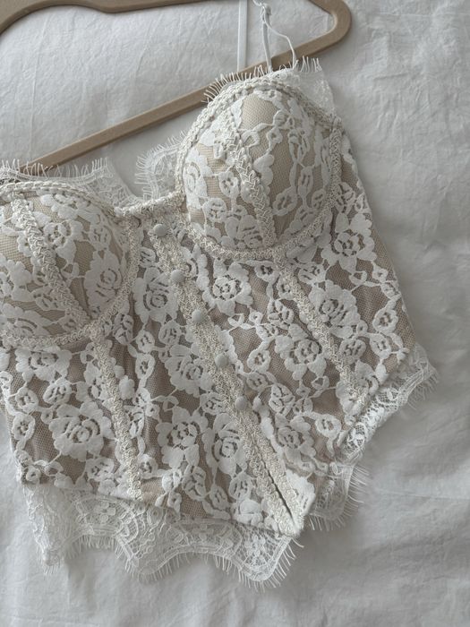 Gorset koronkowy / bustier ecru – rozmiar S