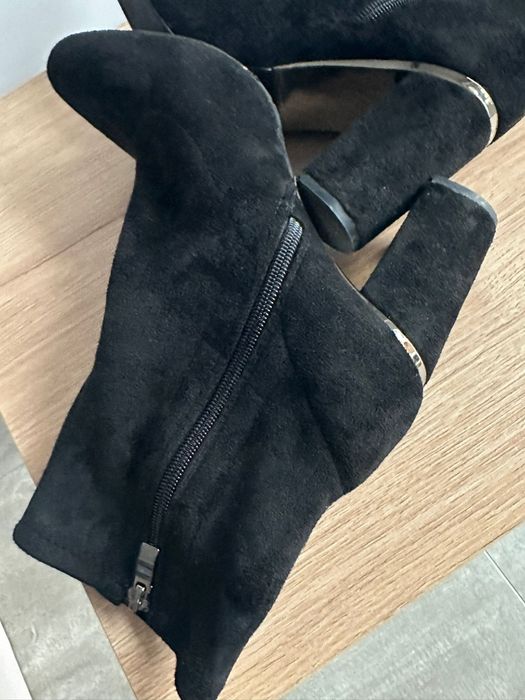 Czarne botki damskie r. 38 wkładka 24,3 cm