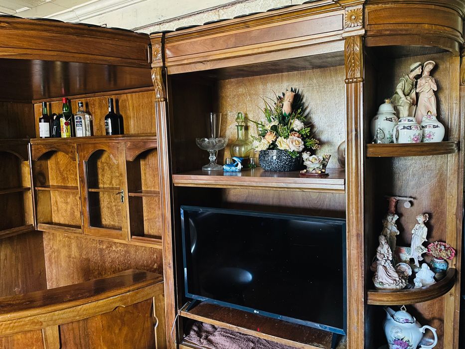 Bar de sala clássico madeira maciça — conjunto completo