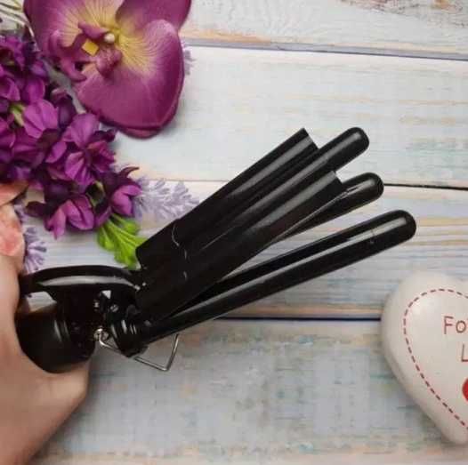 Потрійна плойка для волосся 16мм/ Плойка три хвилі. Плойка для завивки