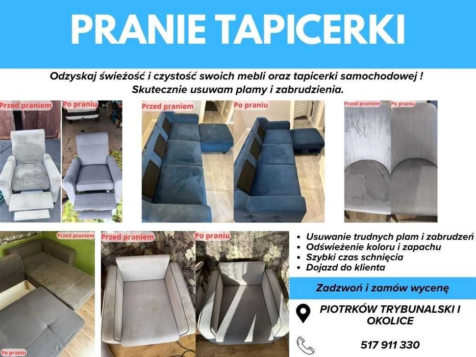 Pranie Tapicerki Meblowej i Samochodowej | Wolne Terminy