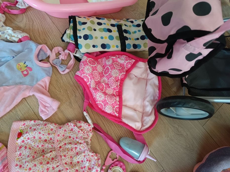 Lalka Baby Born z akcesoriami, wózek, wanienka,  nosidło, nocnik