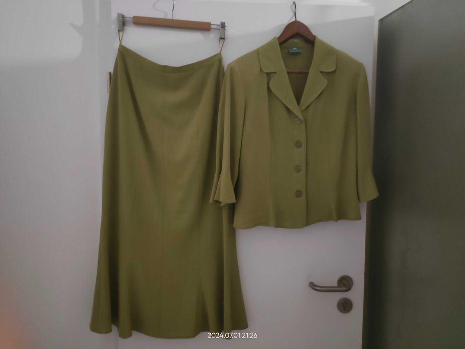 De Ville_Elegancki Komplet__Spódnica i Żakiet_Zieleń_40_Lux