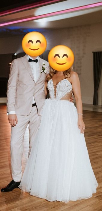 Suknia ślubna bardzo błyszcząca gorset serce księżniczka