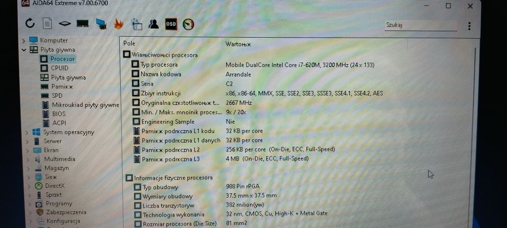 Laptop Asus K52F i7 620m  4/320 wyczyszczony