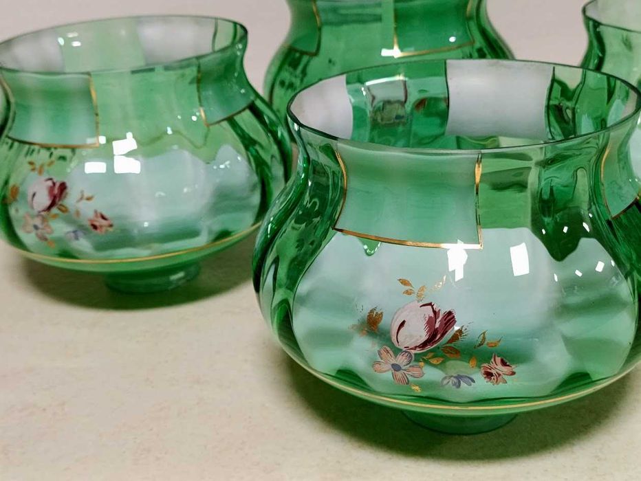 Conjunto globos vidro vintage de candeeiro pintados à mão