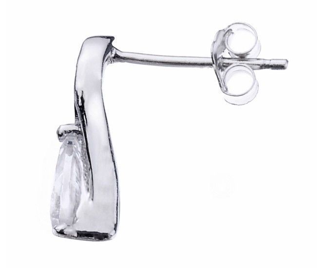 Rodowany Srebrny Komplet Łezki Białe Cyrkonie Z0612K_W