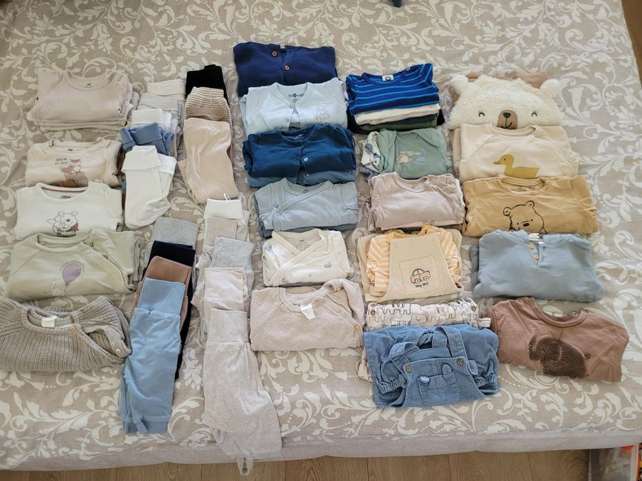 Wyprawka dla niemowlaka | rozmiary 56-62-68 | Ponad 60 szt + dodatki GRATIS | głownie H&M, C&A, Next