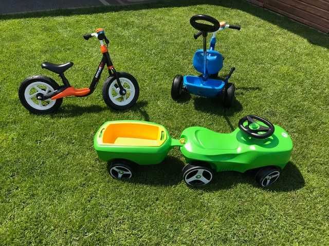 Rowery Kettler-a + samochodzik z przyczepką + kosiarka - 4 pojazdy