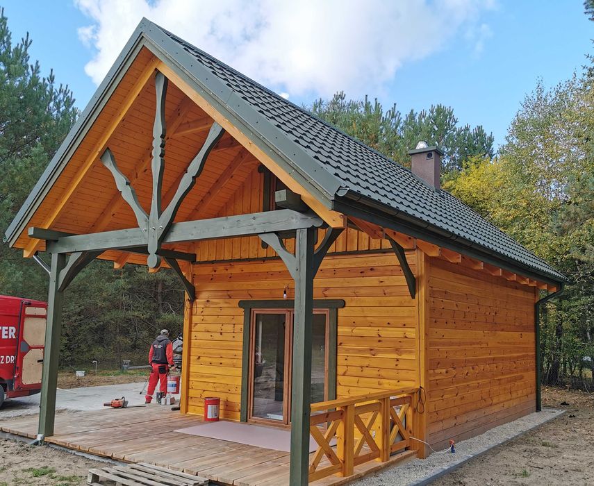 Całoroczny dom z drewna 35 m2 NA ZGŁOSZENIE bez pozwolenia