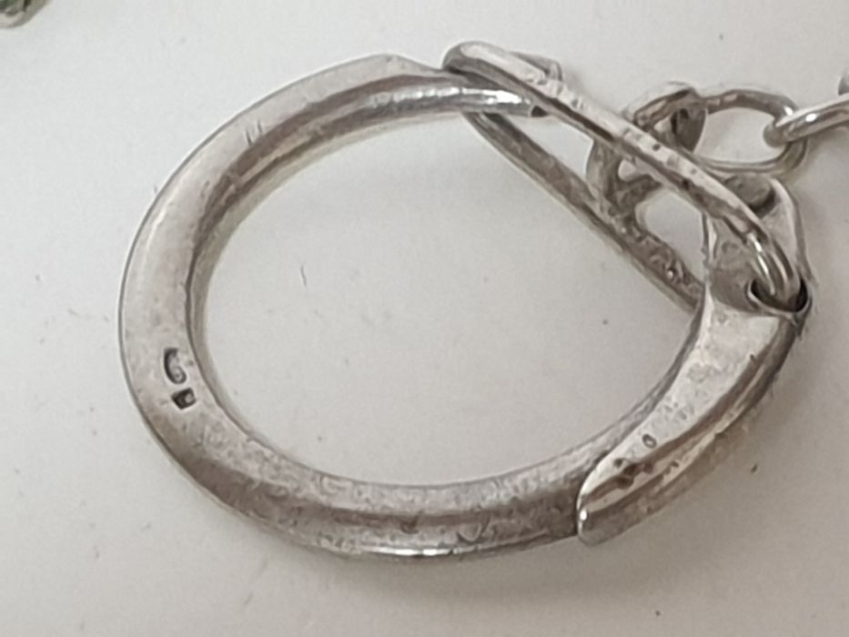 Fantástica antiga corrente de relógio de bolso em prata contrastada