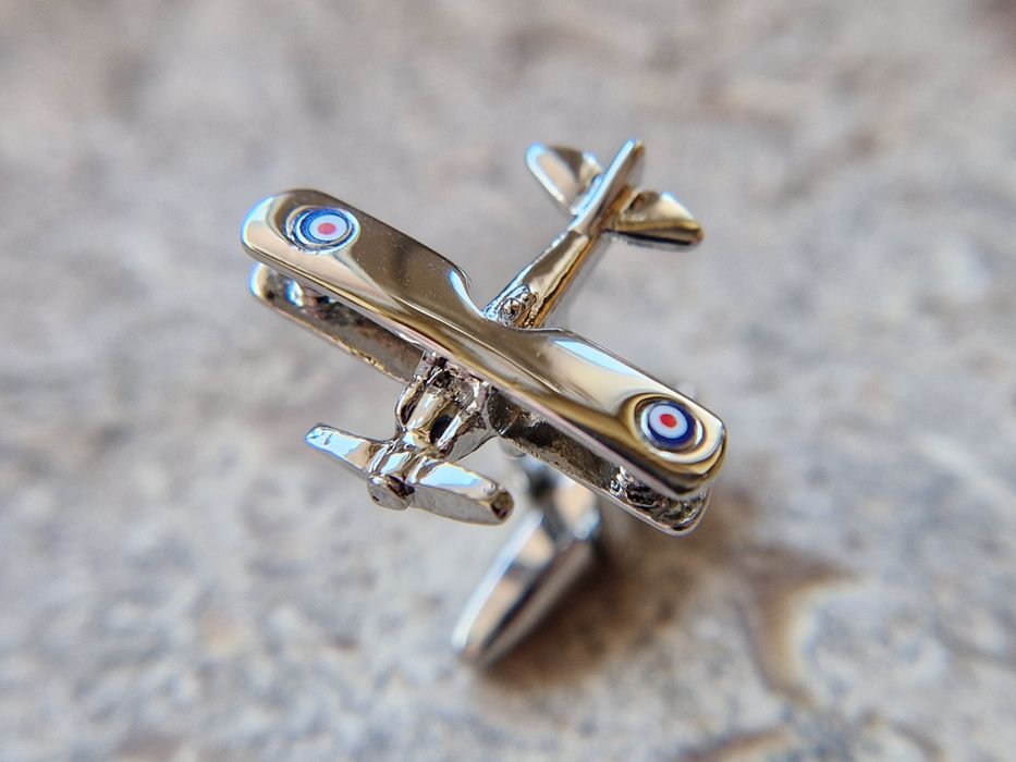 Marks & Spencer spinki do mankietów Spitfire męskie srebrne oryginał