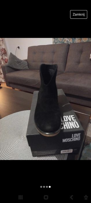 Botki zamszowe czarne skóra ukryta koturna 36