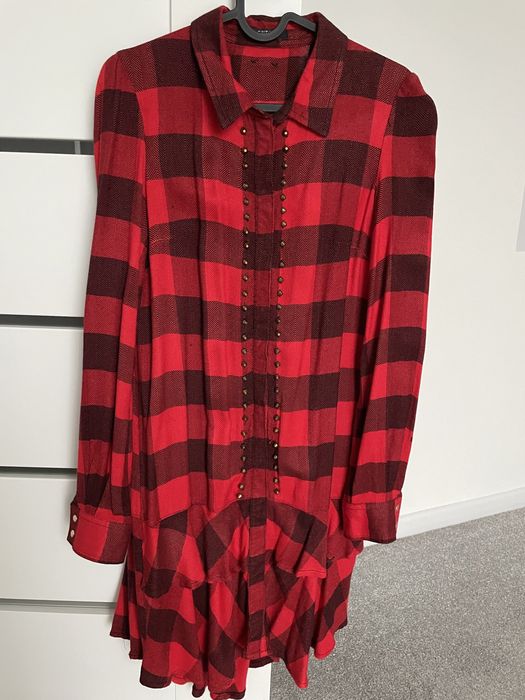 Guess xs, sukienka czerwona krata