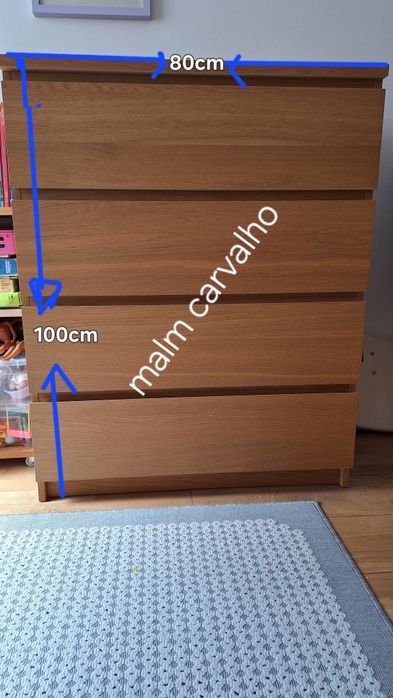 Cómoda Ikea Malm  cor carvalho