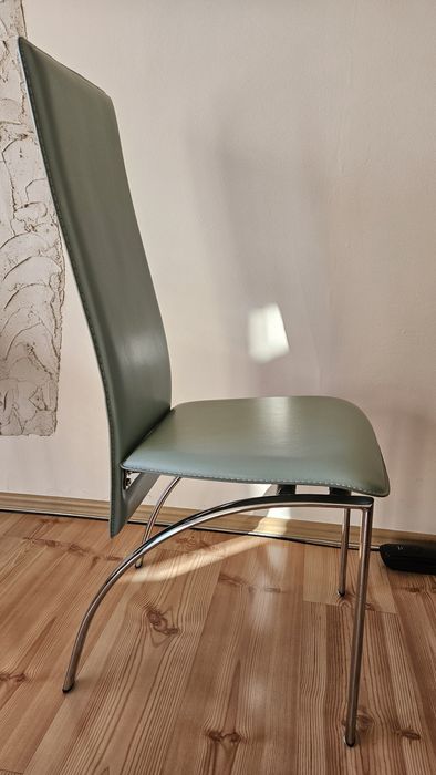 Krzesła stołowe komplet 4 szt niklowane i tapicerowane