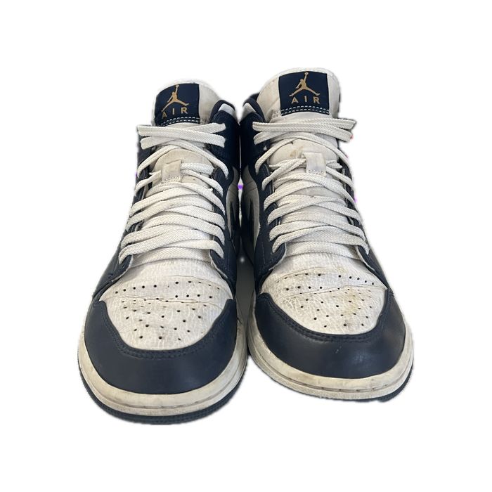 Air Jordan 1 mid ( White Metallic gold Obsidian )