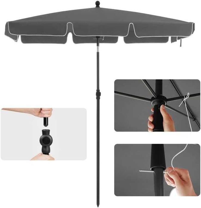 Nowy parasol ogrodowy / 180x125cm / regulowany / balkon / SONGMICS / W1097!